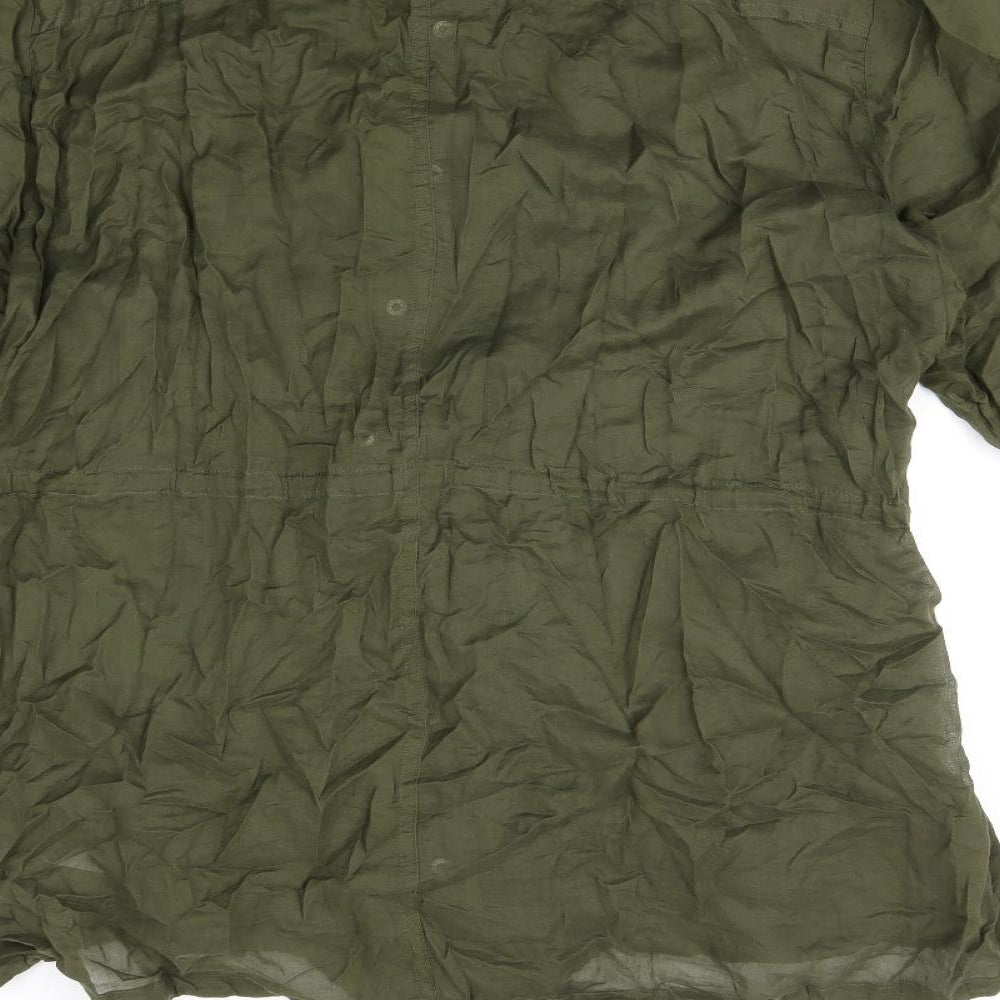 Torrid Womens Green Cotton Basic Button-Up Size 4 Round Neck