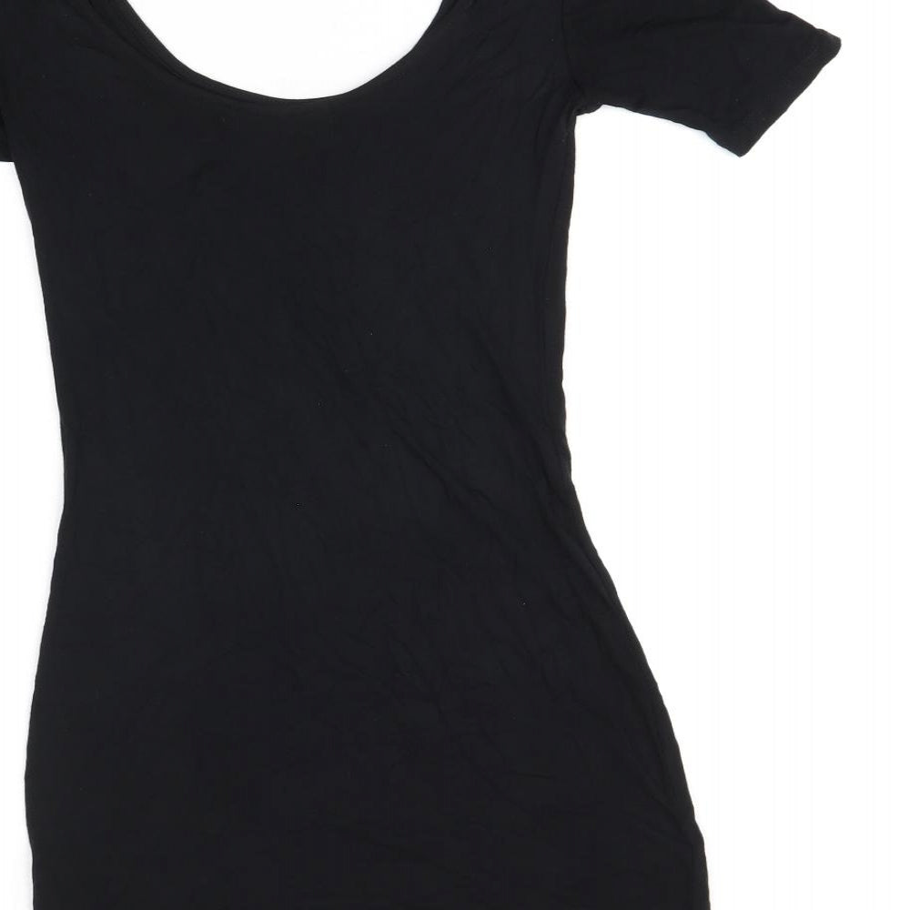 ASOS Womens Black Viscose Bodycon Size 8 Scoop Neck Pullover