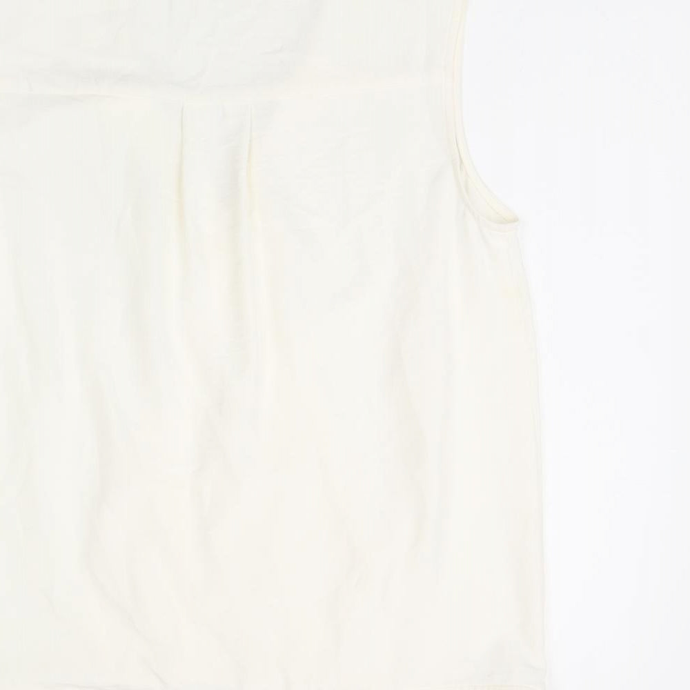 NEXT Womens White Polyester Basic T-Shirt Size 10 V-Neck