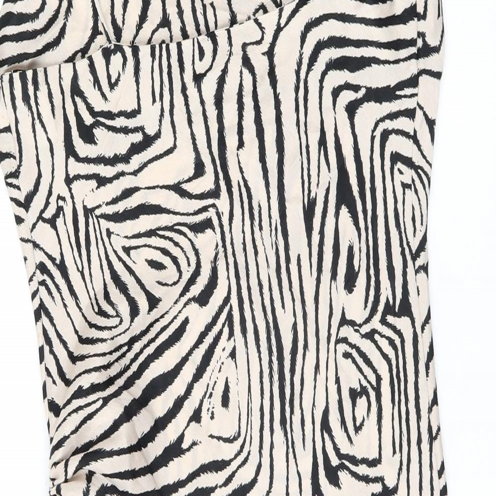 Topshop Womens Beige Animal Print Polyester Mini Size 12 Cowl Neck Pullover