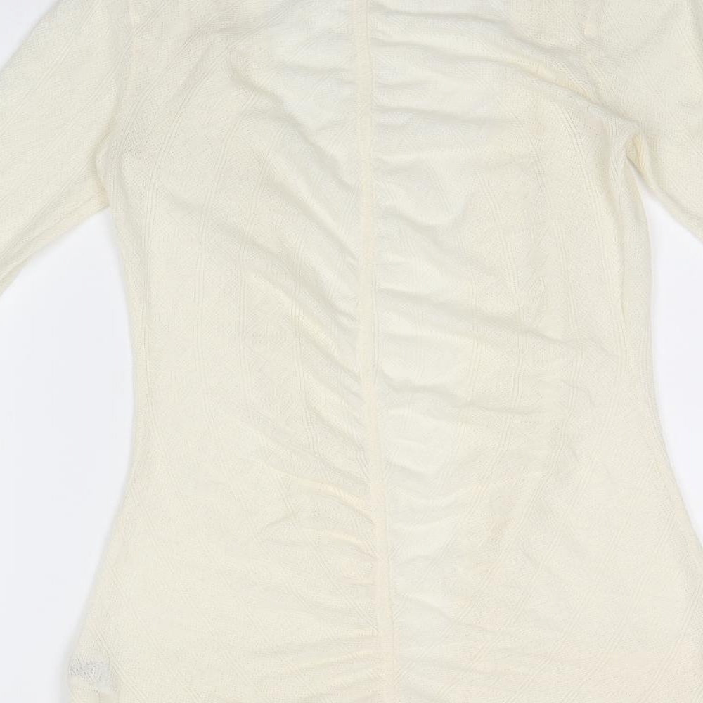Miss Selfridge Womens Ivory V-Neck Polyester Cardigan Jumper Size 6