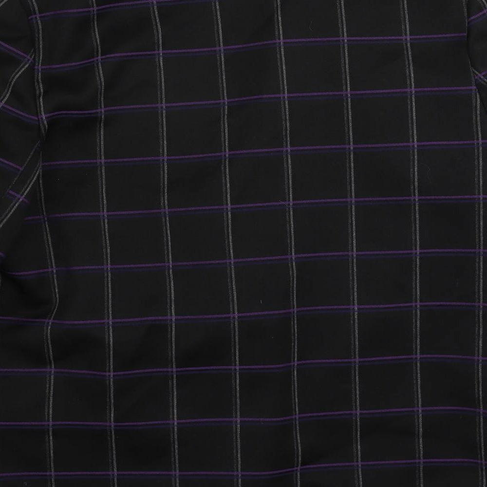 Richards Womens Black Plaid Jacket Blazer Size 14 Button