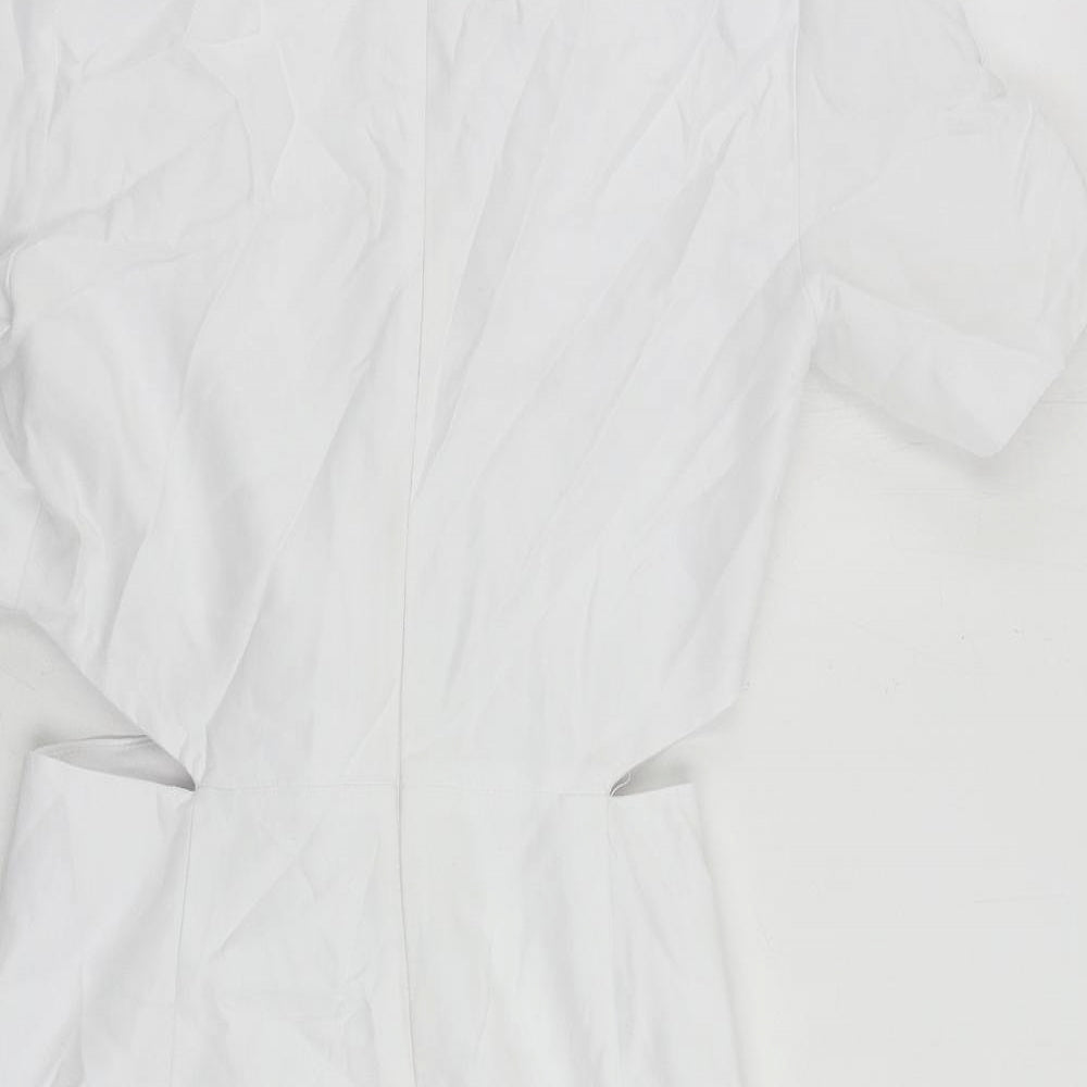 Zara Womens White Lyocell Mini Size XS Collared Zip - Cut Out