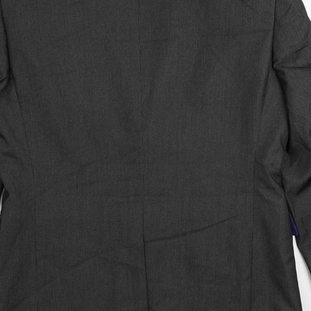 Marks & Spencer Mens Grey Striped Polyester Jacket Suit Jacket Size 36 Regular