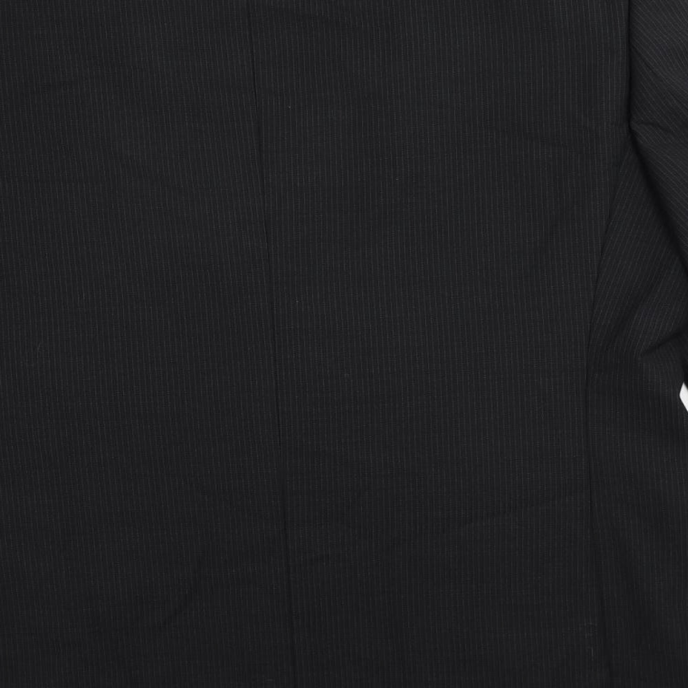 Marks & Spencer Mens Black Striped Polyester Jacket Suit Jacket Size 42 Regular
