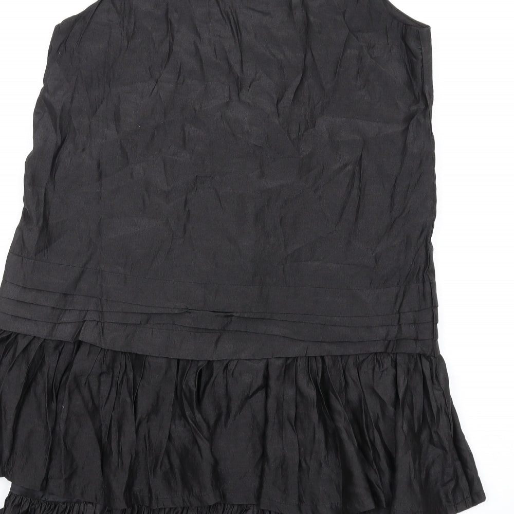 Heaven Womens Black Polyester A-Line Size 12 Scoop Neck Pullover