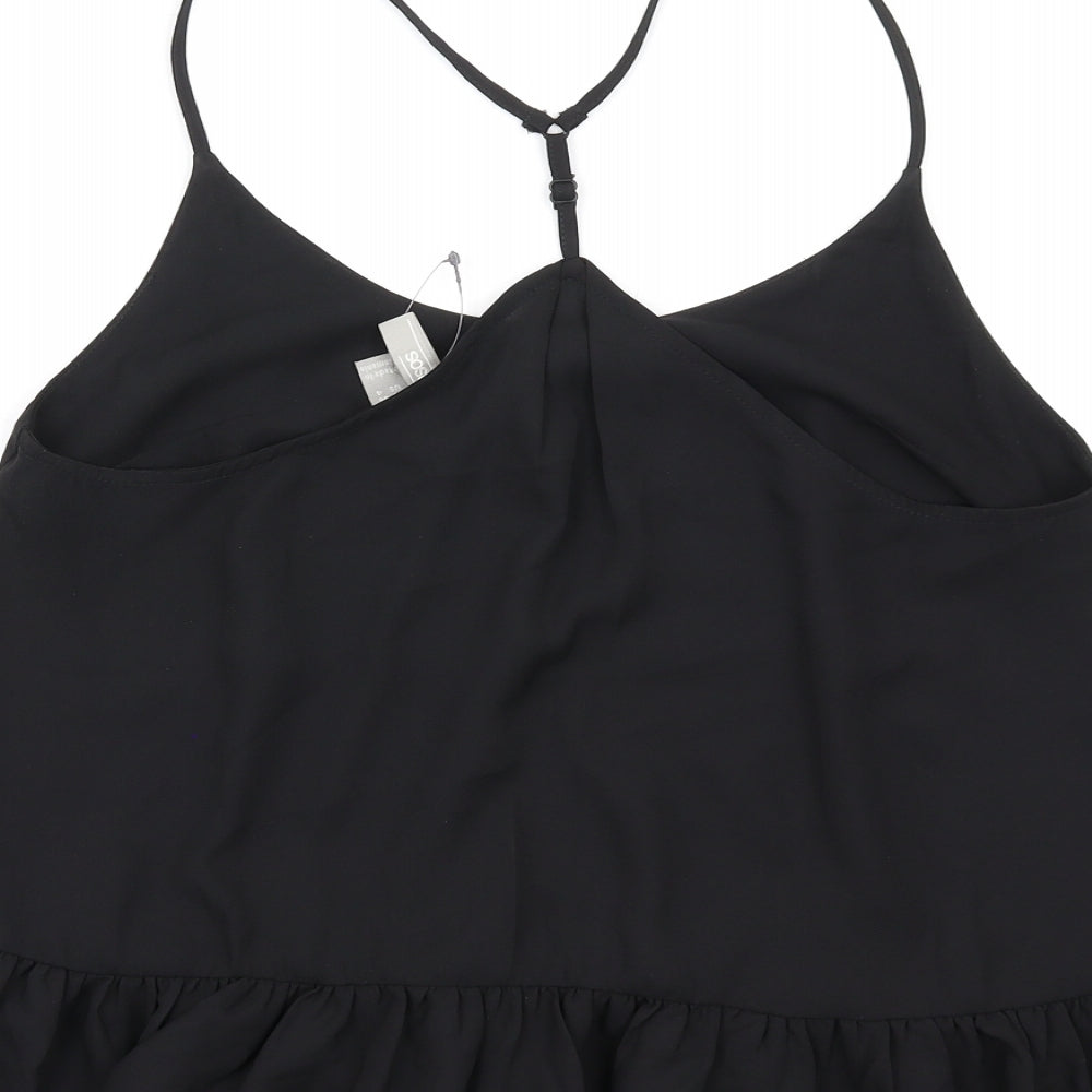 ASOS Womens Black Polyester Camisole T-Shirt Size 6 Scoop Neck