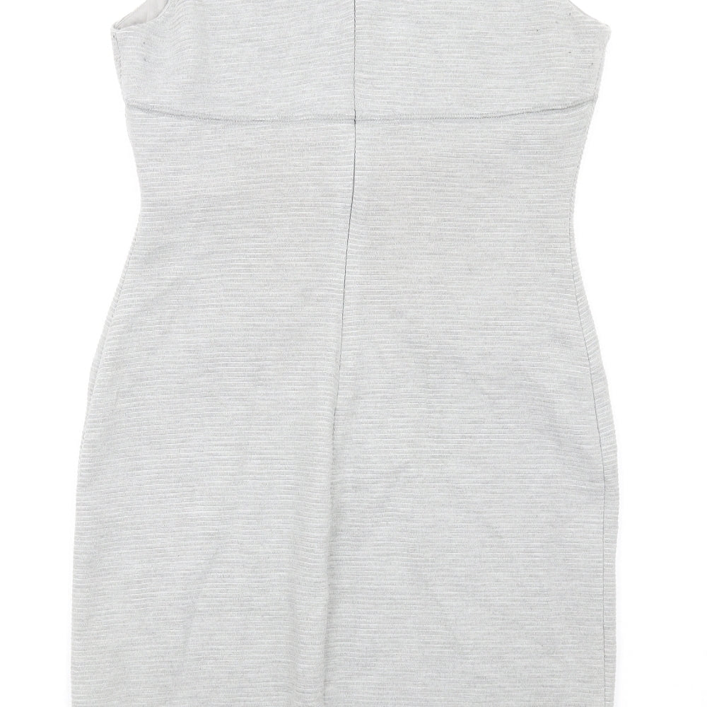Episode Womens Grey Polyester Pencil Dress Size 8 Round Neck Zip