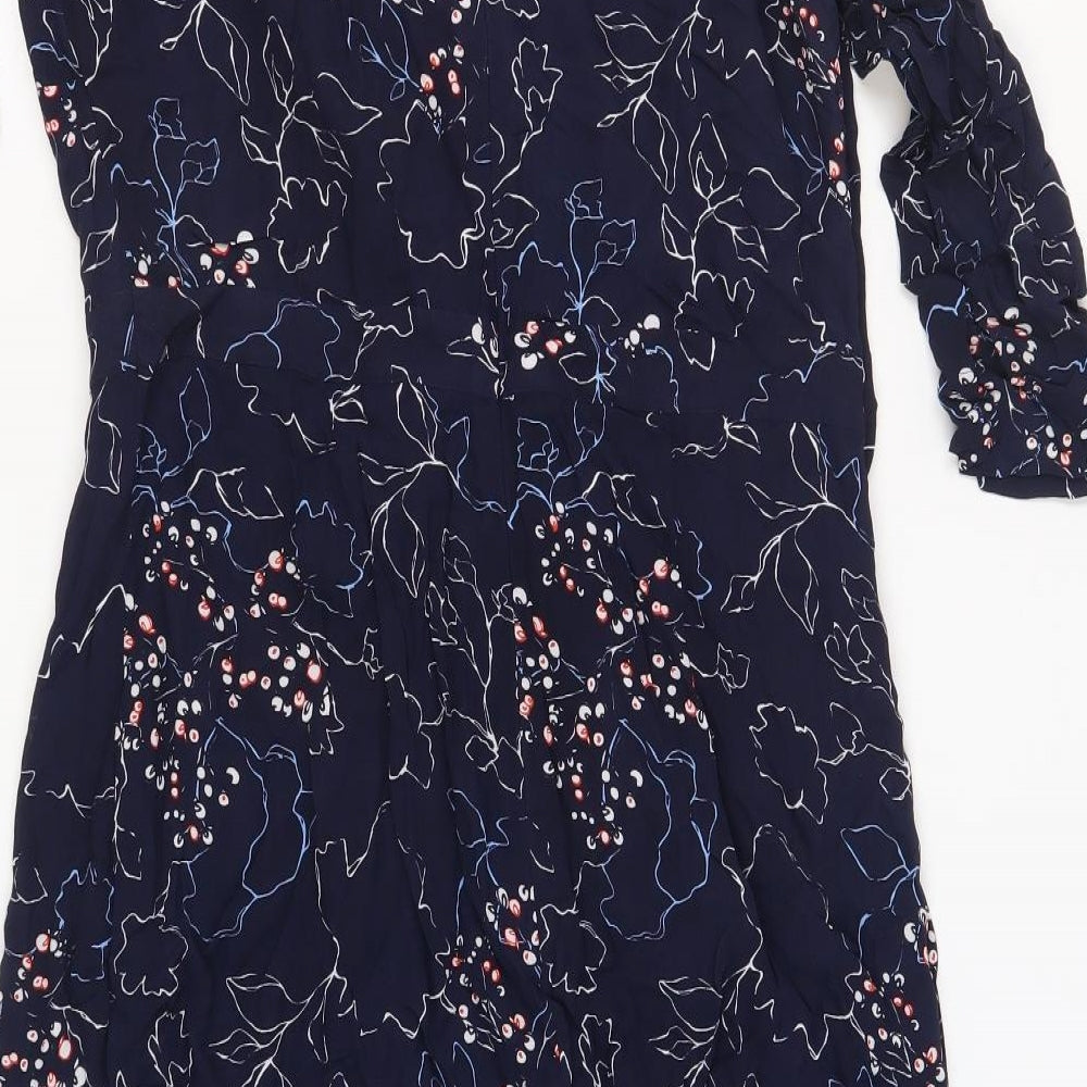 Garry Weber Womens Blue Geometric Polyester A-Line Size L Round Neck Zip - Estimated Size L