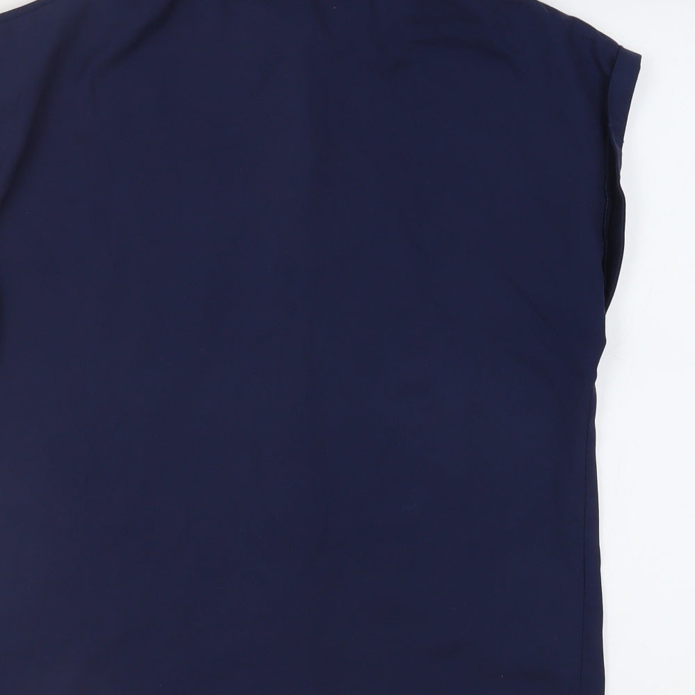 Missguided Womens Blue Polyester Basic Blouse Size 8 Collared