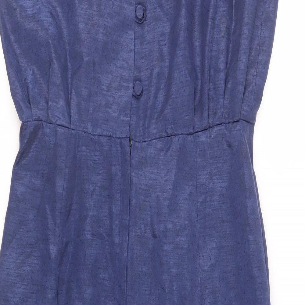HAGARTY Womens Blue Geometric Polyester Shift Size 12 V-Neck Button