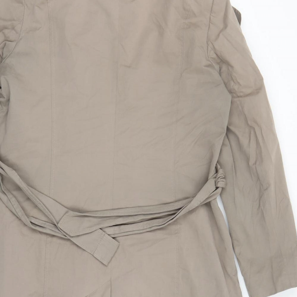 Debenhams Womens Brown Overcoat Coat Size 14 Button - Pockets Belted