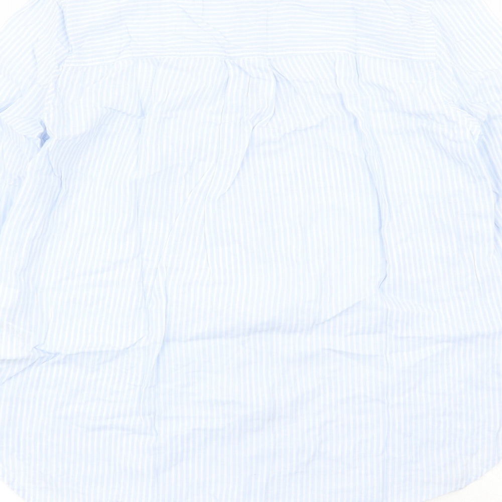 Divided by H&M Womens Blue Striped 100% Cotton Basic Button-Up Size 6 Collared