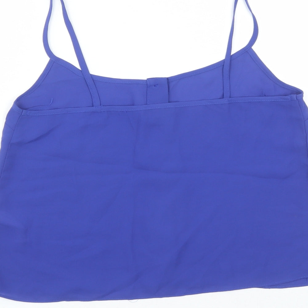 Topshop Womens Blue Polyester Camisole Tank Size 8 Round Neck