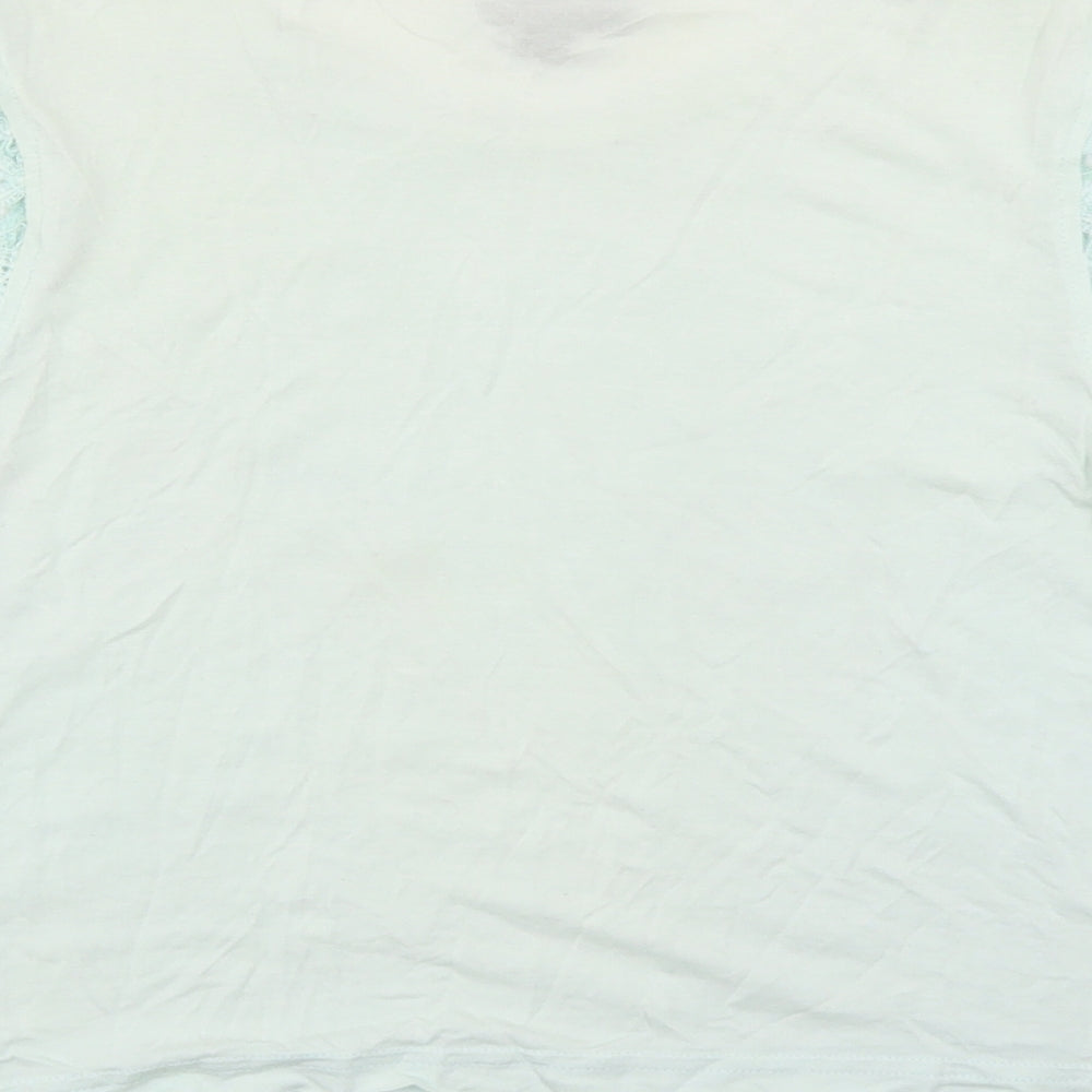 Topshop Womens Green Floral Polyester Basic Blouse Size 10 Round Neck