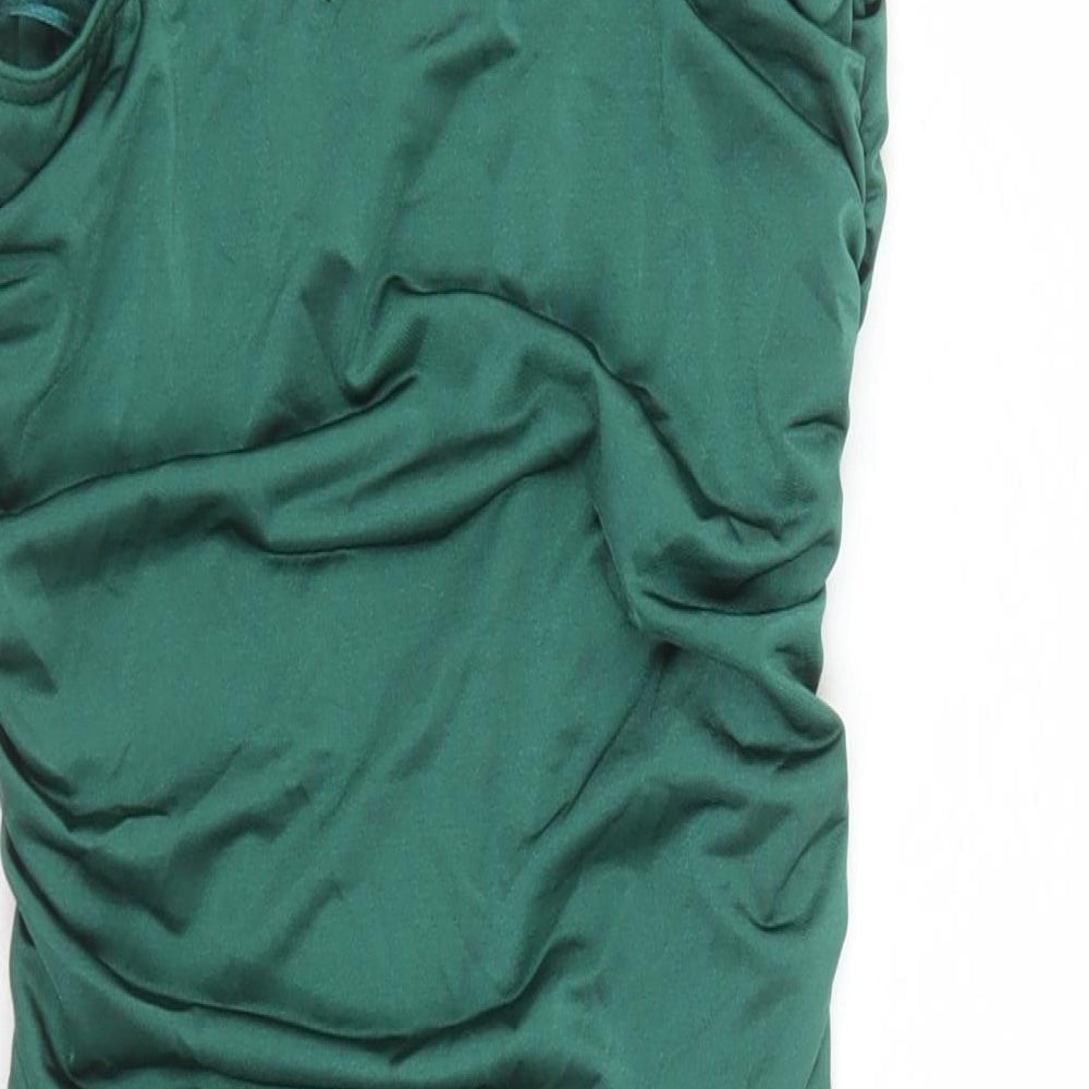 Quiz Womens Green Polyester Bodycon Size 10 Cowl Neck Pullover