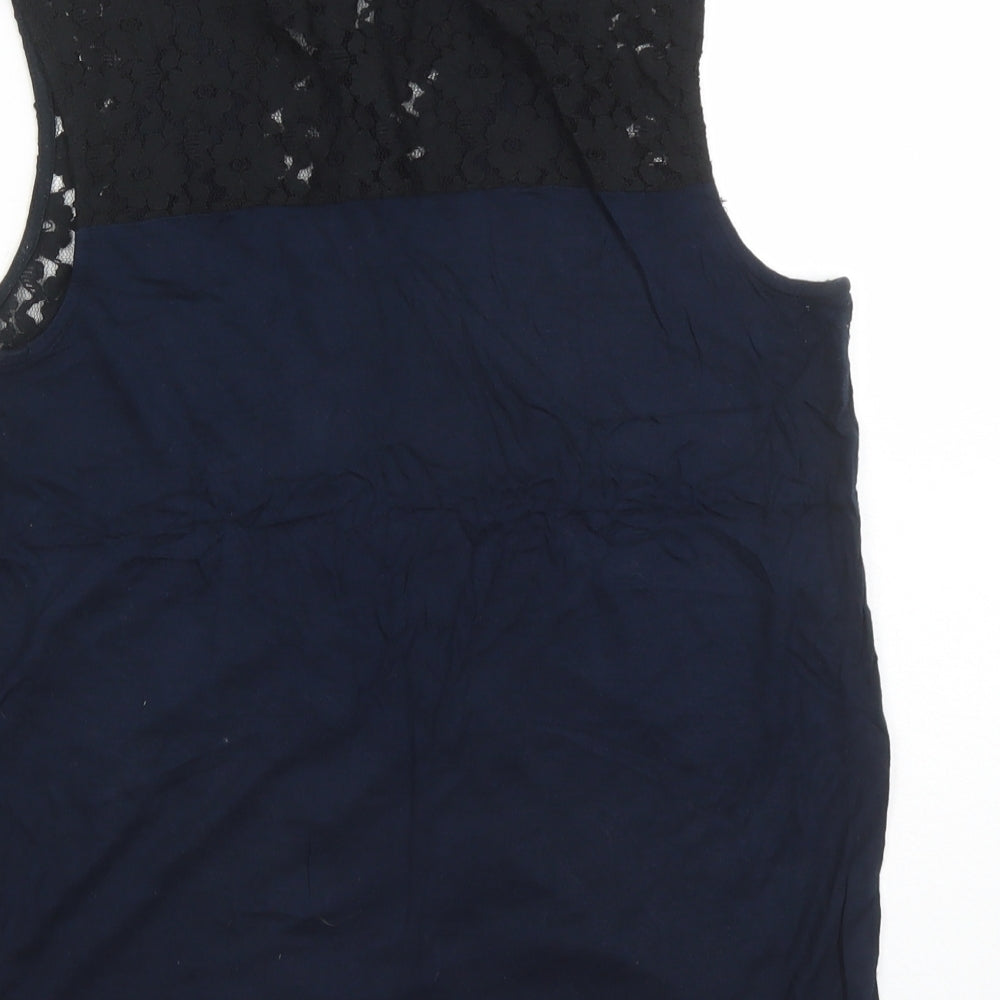 River Island Womens Blue Viscose Basic Button-Up Size 10 Collared