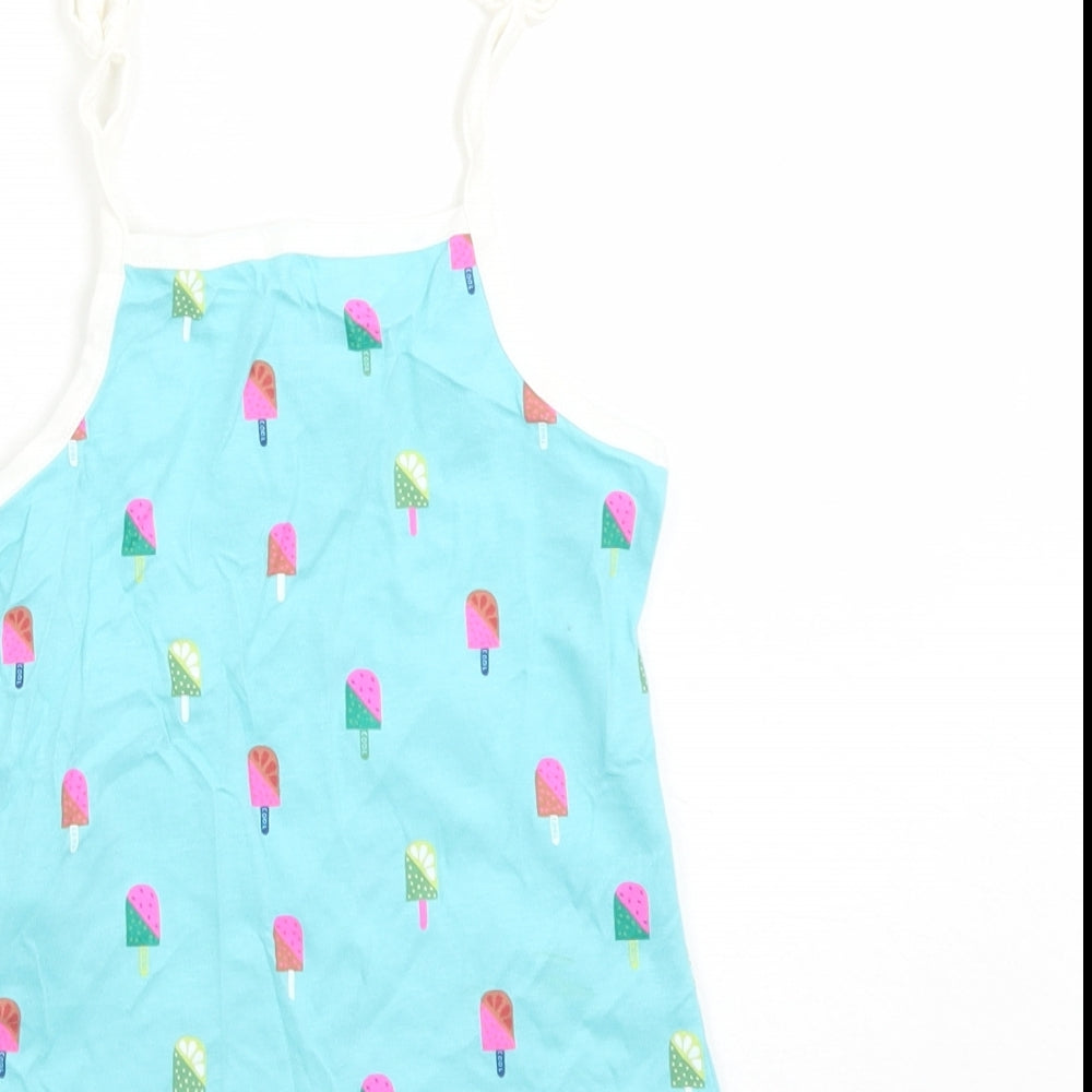 Marks & Spencer Girls Blue Geometric Cotton Camisole Tank Size 3-4 Years Square Neck Pullover - Ice Lolly Pattern