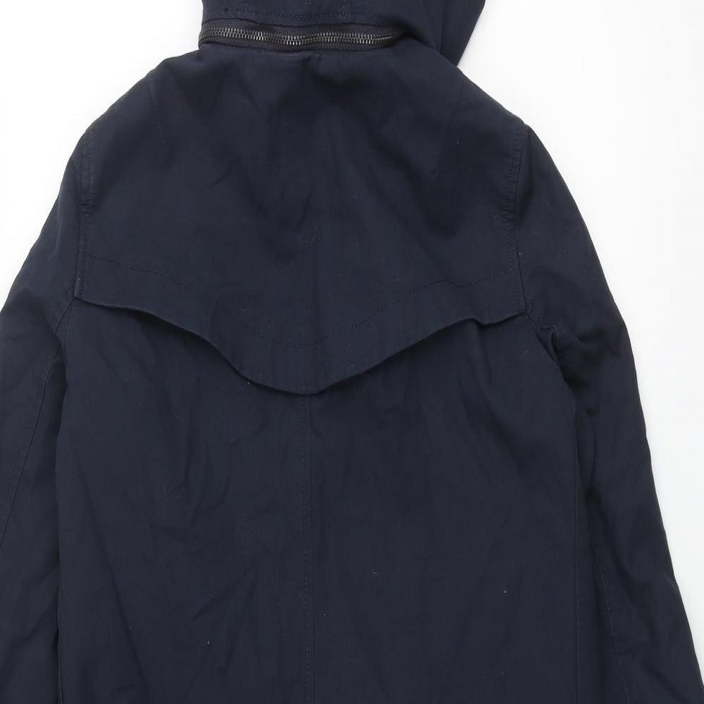 French Connection Womens Blue Trench Coat Coat Size 10 Button