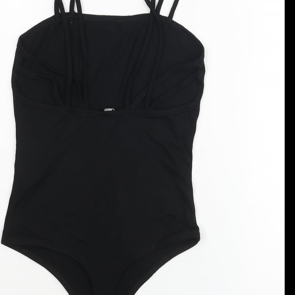 ASOS Womens Black Viscose Bodysuit One-Piece Size 8 Snap