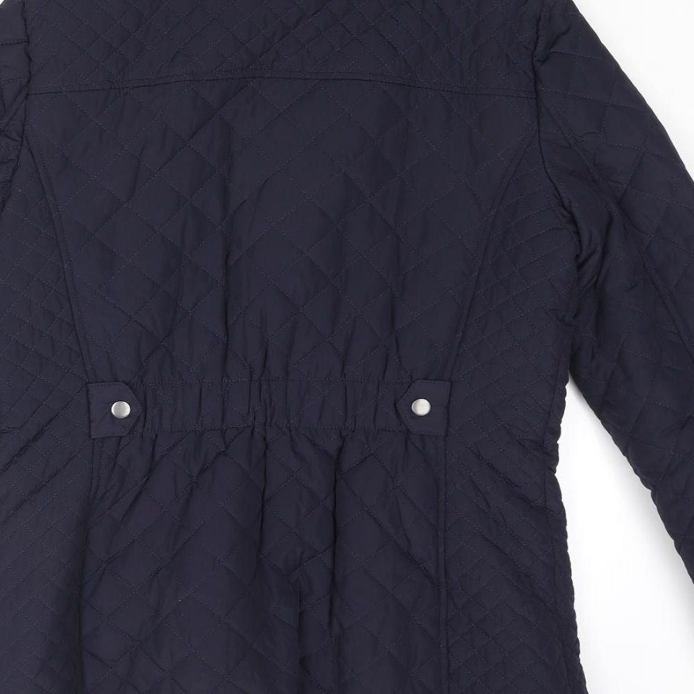 Classics Womens Blue Quilted Coat Size 10 Zip
