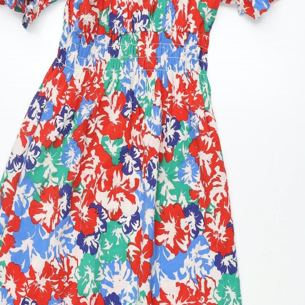 Marks & Spencer Womens Multicoloured Floral Polyester Maxi Size 8 V-Neck Button