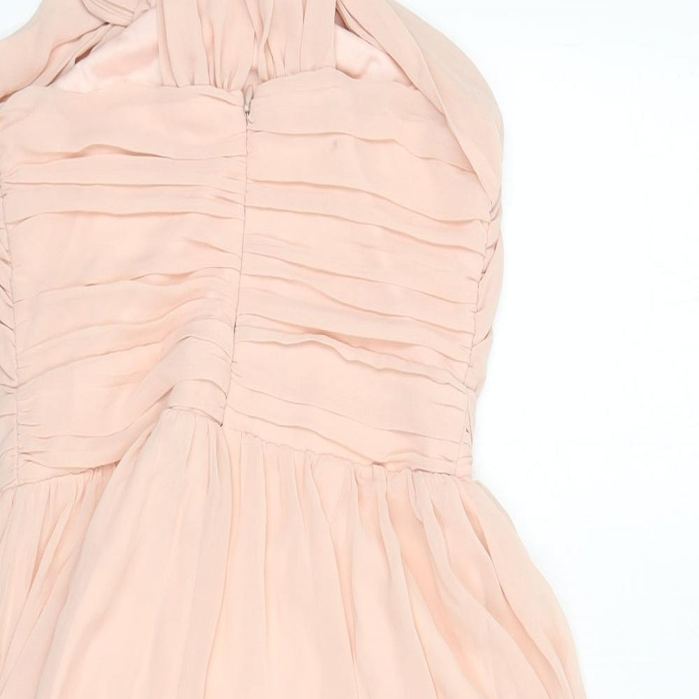 ASOS Womens Pink Polyester Mini Size 8 Halter Zip