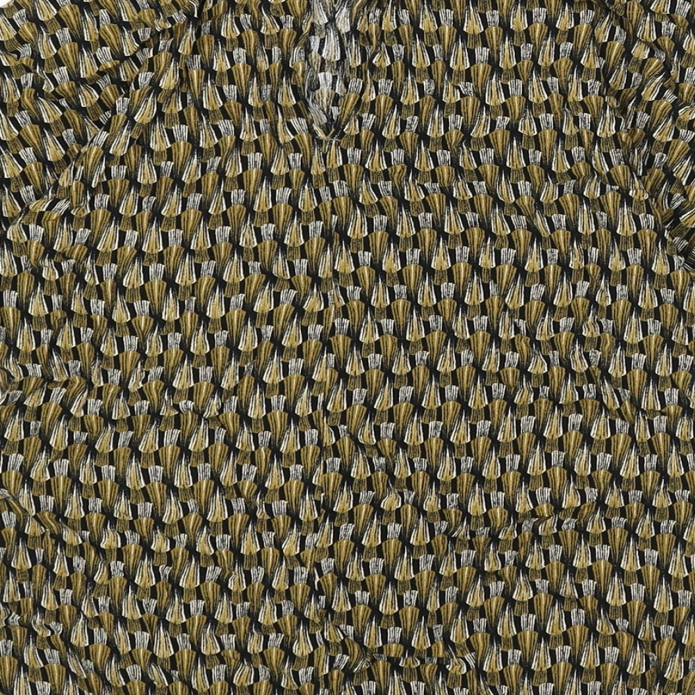 H&M Womens Multicoloured Geometric Viscose Cropped Blouse Size 8 Round Neck