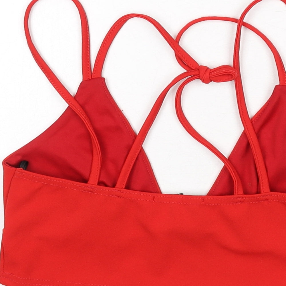 Pink Vanilla Womens Red Polyester Camisole Tank Size M V-Neck - Cropped