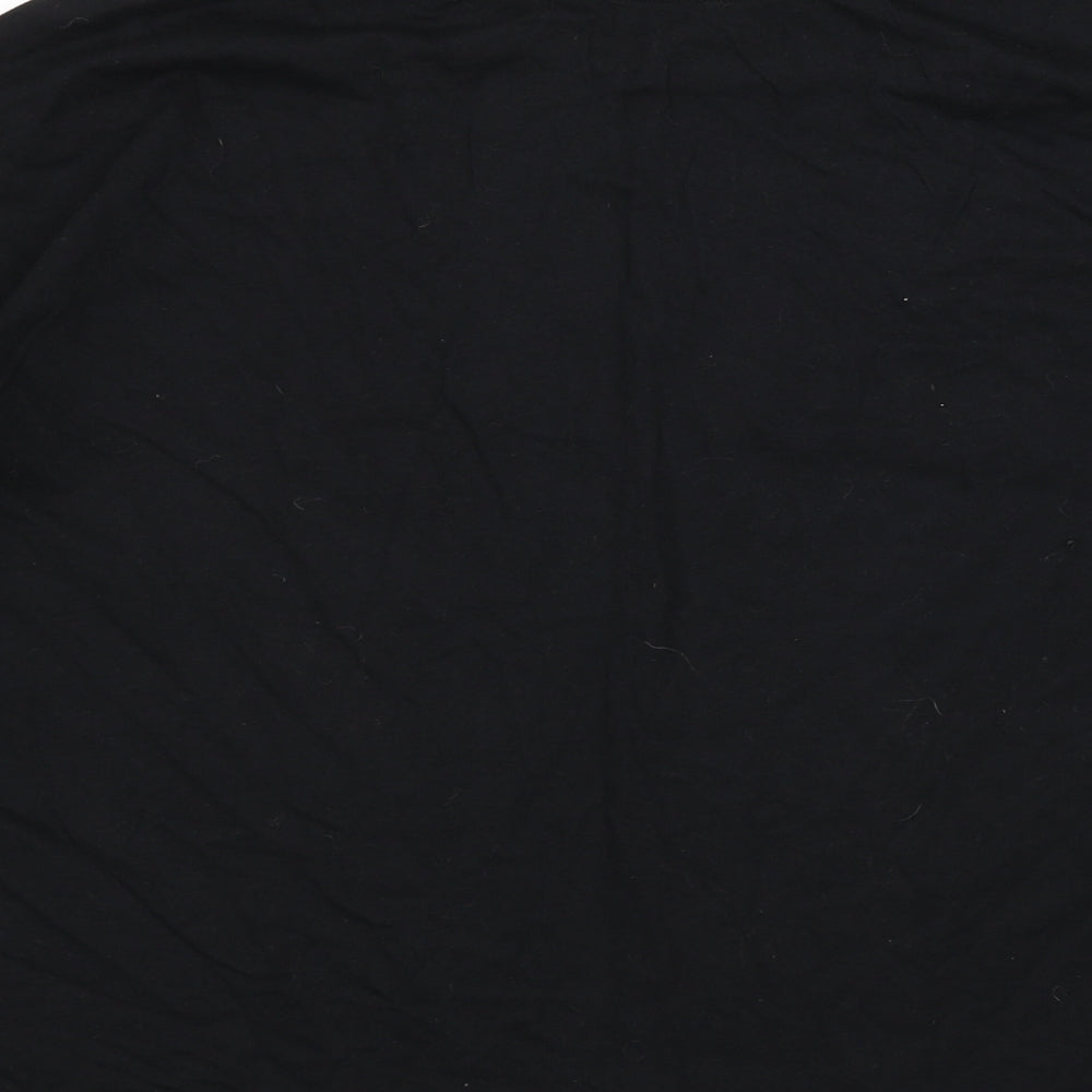 Zara Womens Black Polyester Basic T-Shirt Size M Round Neck - Tassles