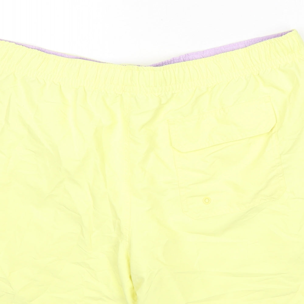 Marks & Spencer Mens Yellow Polyester Bermuda Shorts Size 3XL L6 in Regular Drawstring - Swim Shorts