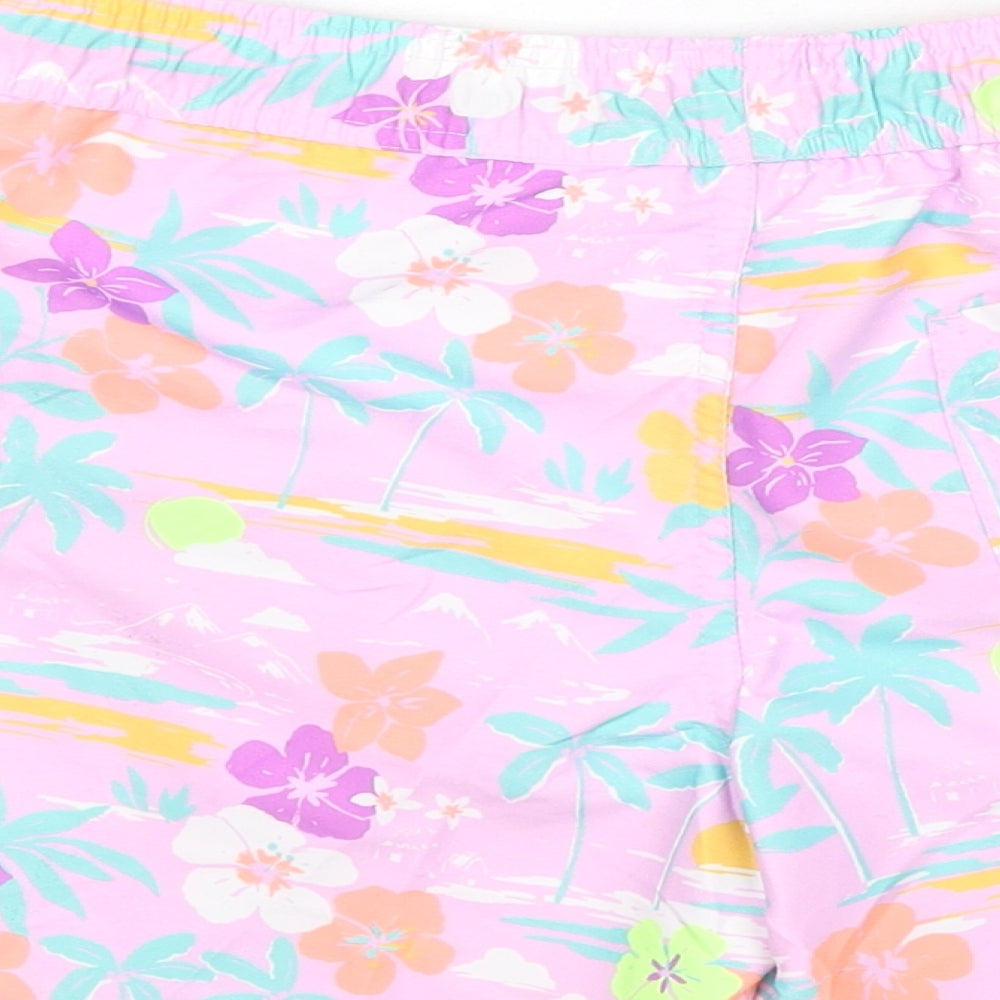 Marks & Spencer Boys Multicoloured Geometric Polyester Bermuda Shorts Size 8-9 Years Regular Drawstring - Palm Trees, Flowers, Swim SHorts