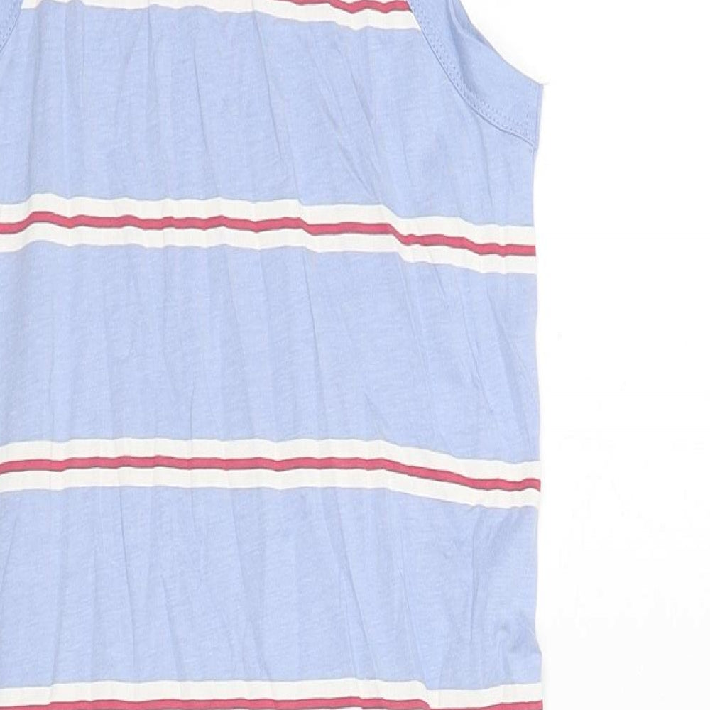 Marks & Spencer Womens Blue Striped Cotton Tank Dress Size S Round Neck Pullover