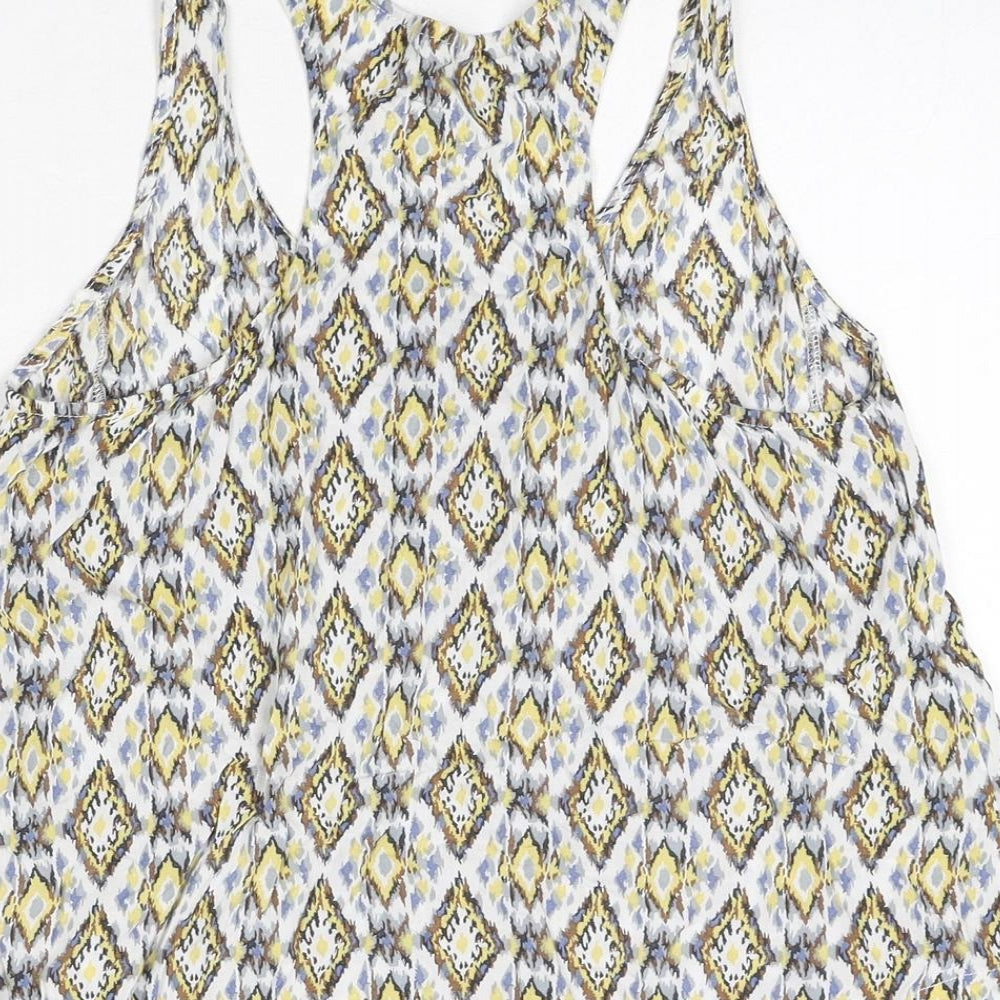 All About Eve Womens Multicoloured Geometric Viscose Basic Tank Size 8 Scoop Neck