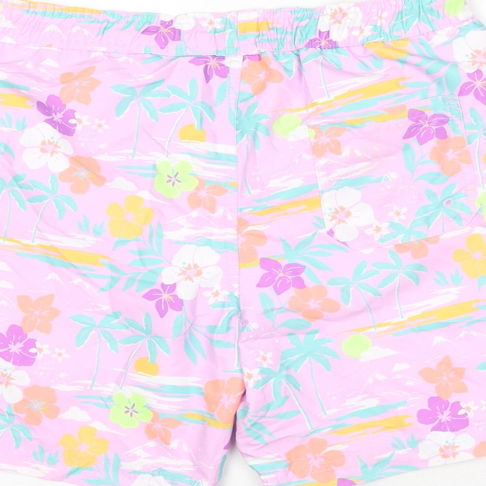 Marks & Spencer Boys Multicoloured Geometric Polyester Bermuda Shorts Size 12-13 Years Regular Drawstring - Swim Shorts, Palm Trees, Flowers