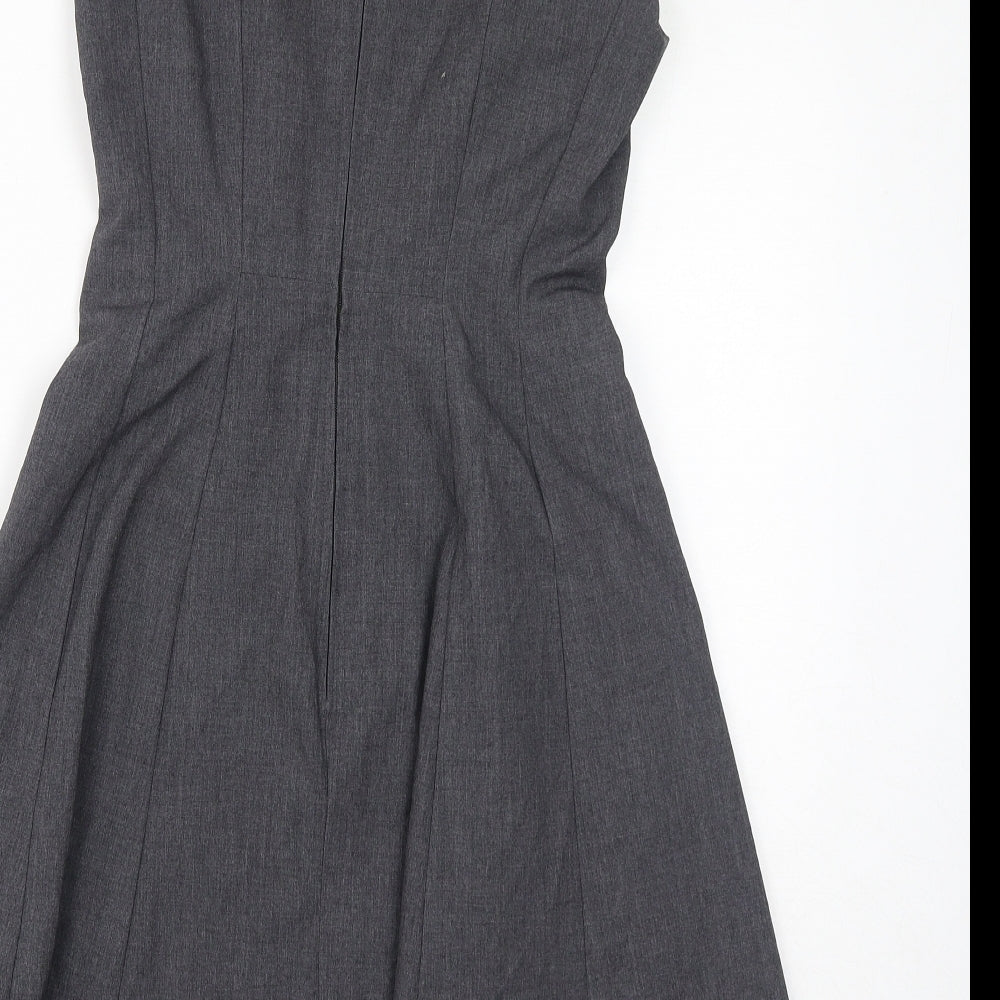 H&M Womens Grey Polyester A-Line Size 10 Round Neck Zip