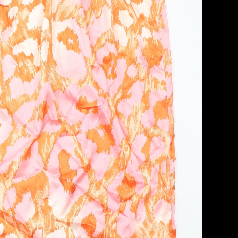 Quiz Womens Orange Geometric Polyester A-Line Skirt Size M Tie