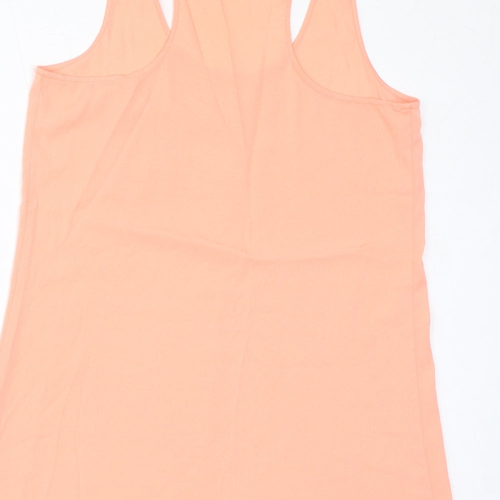 River Island Womens Orange Polyester Basic Tank Size 10 Round Neck