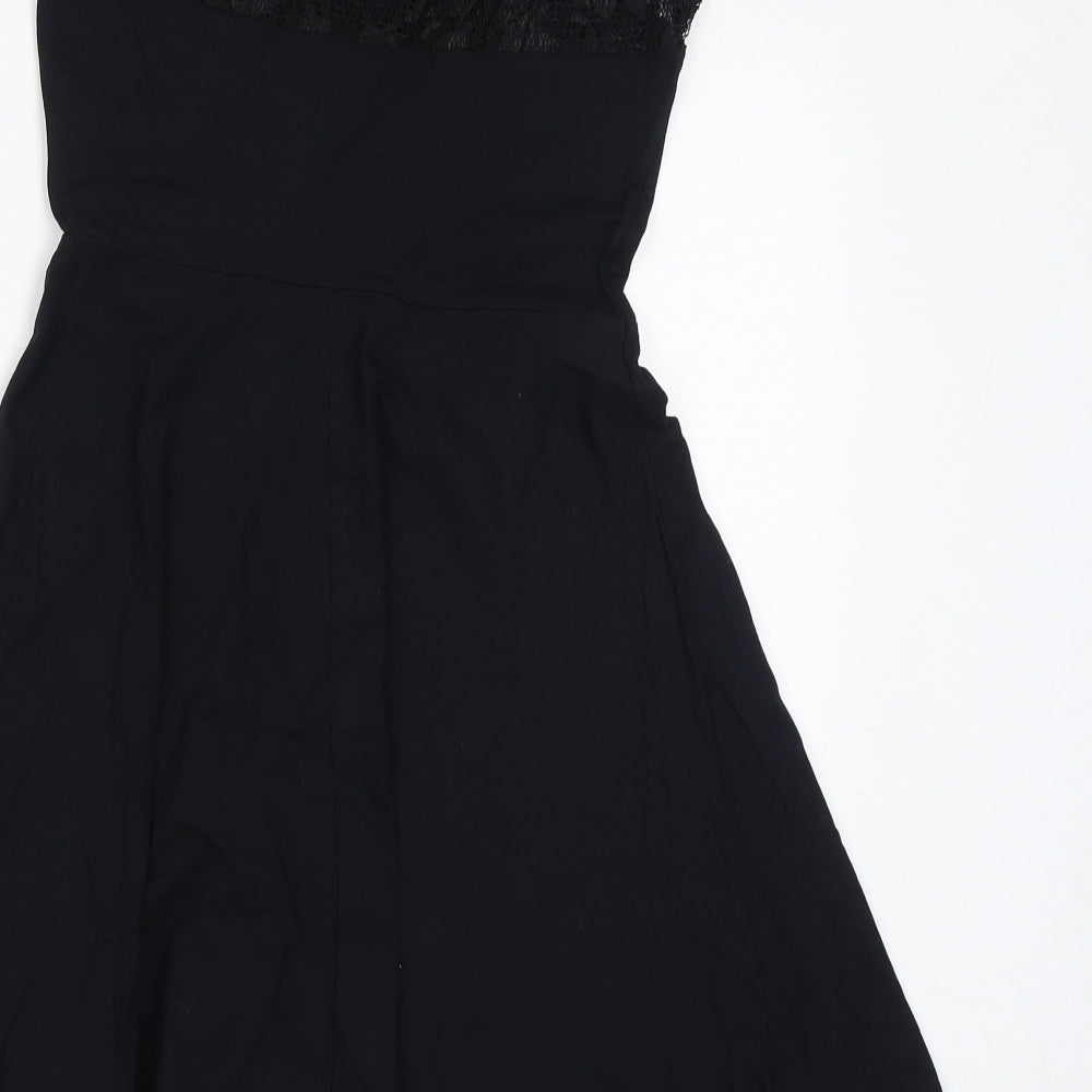 New Look Womens Black Cotton A-Line Size 10 Square Neck Pullover