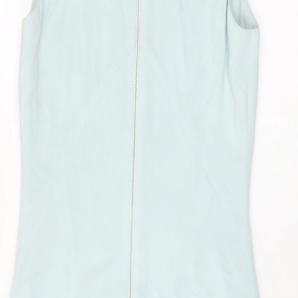 Coast Womens Blue Acetate Bodycon Size 8 High Neck Zip