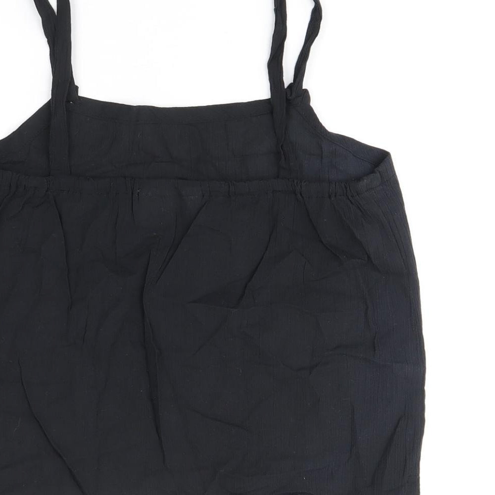Taylor-Maid Womens Black Polyester Basic T-Shirt Size 12 Square Neck