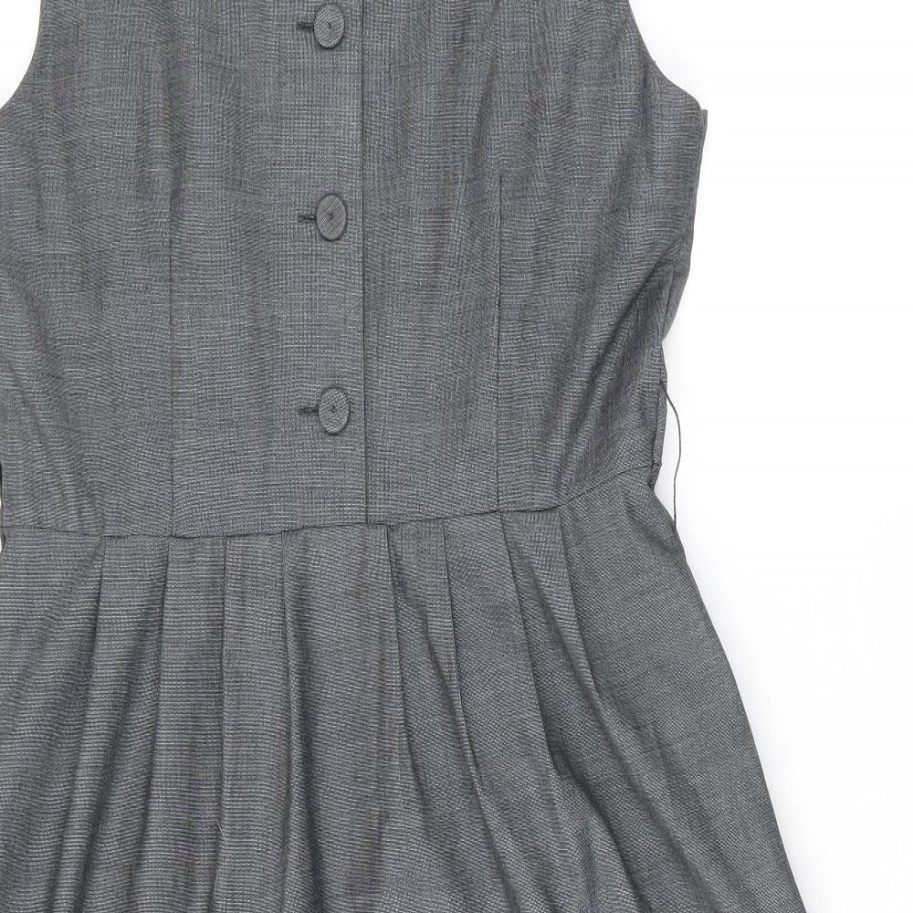 H&M Womens Grey Polyester A-Line Size 14 Round Neck Zip
