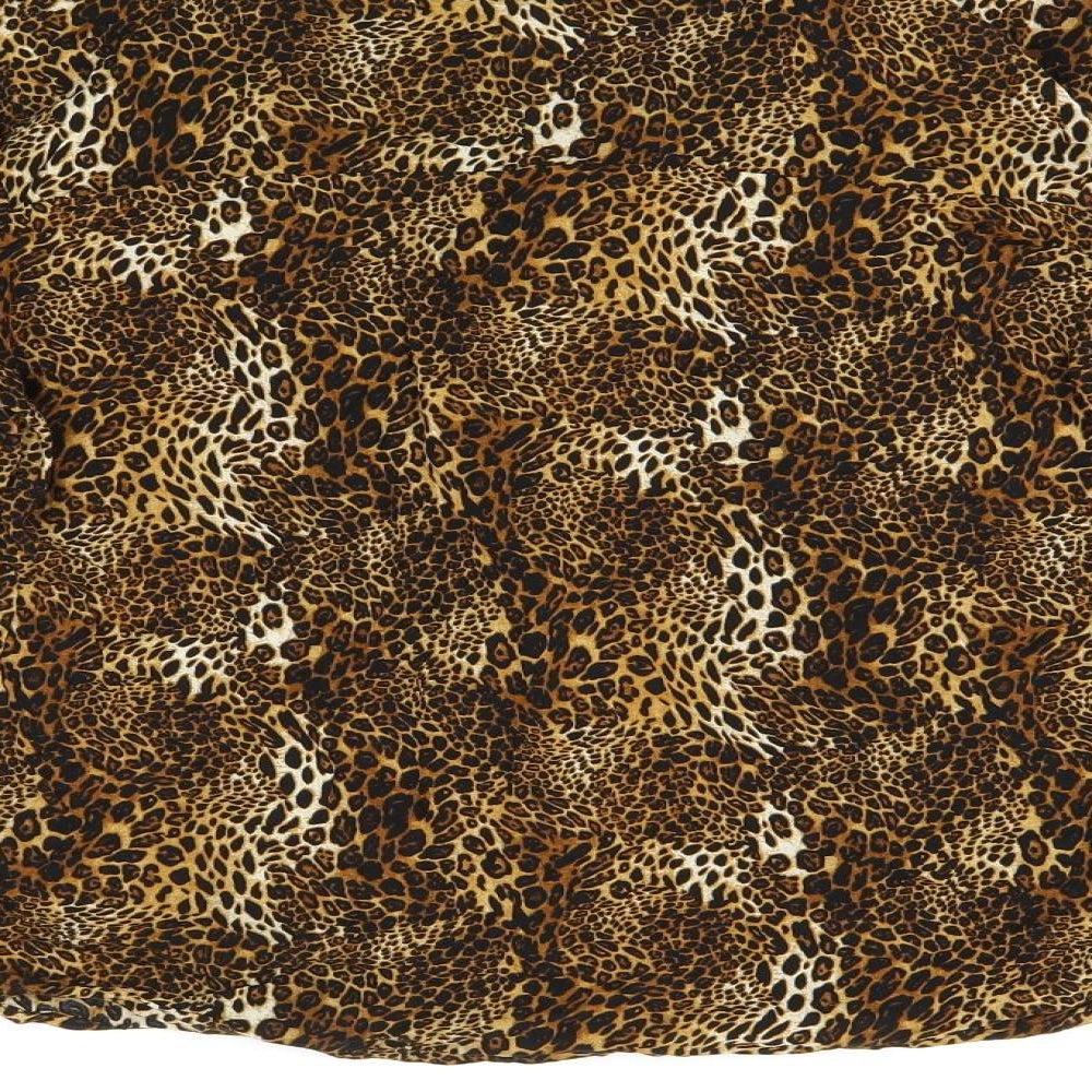Apricot Womens Brown Animal Print Viscose Basic Button-Up Size 12 Collared - Leopard Print