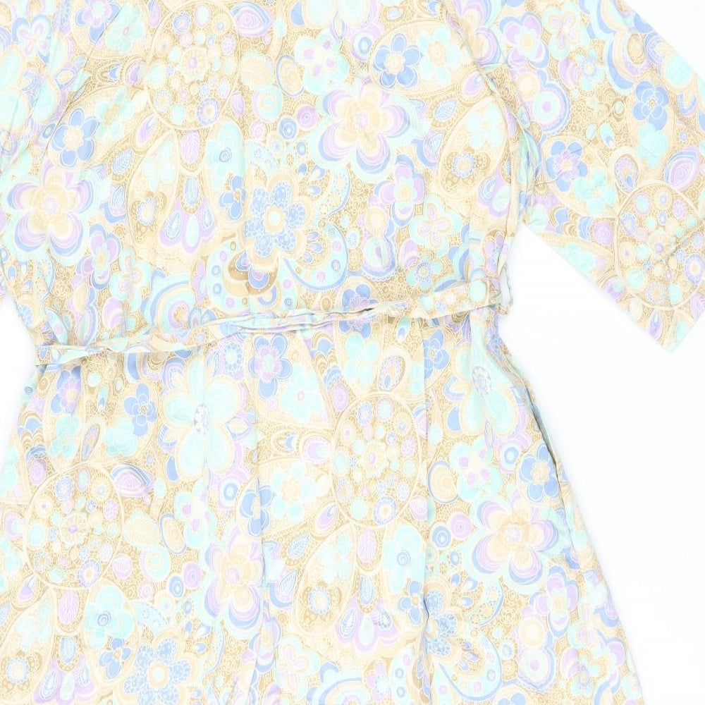 St Michael Womens Multicoloured Floral Polyester A-Line Size 10 Round Neck Button - Size 10/12