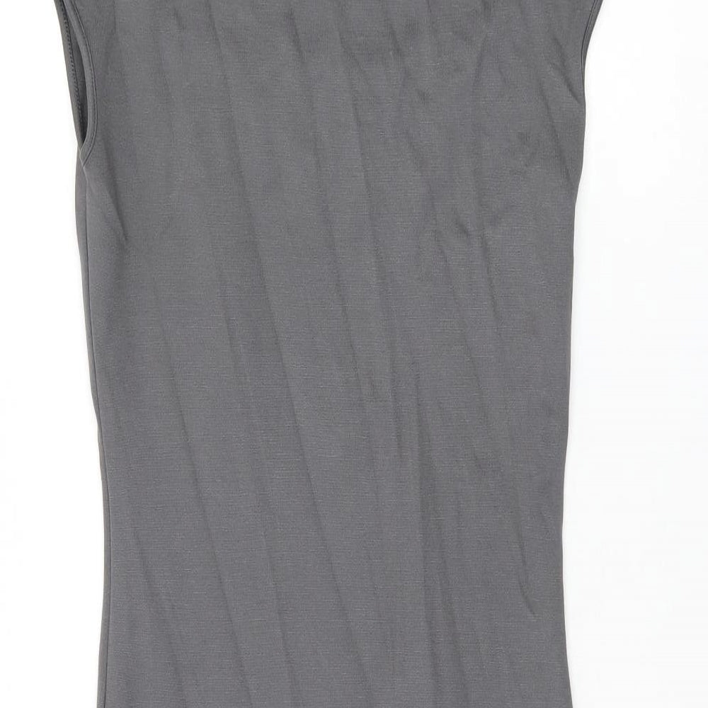H&M Womens Grey Viscose Bodycon Size M Square Neck Pullover