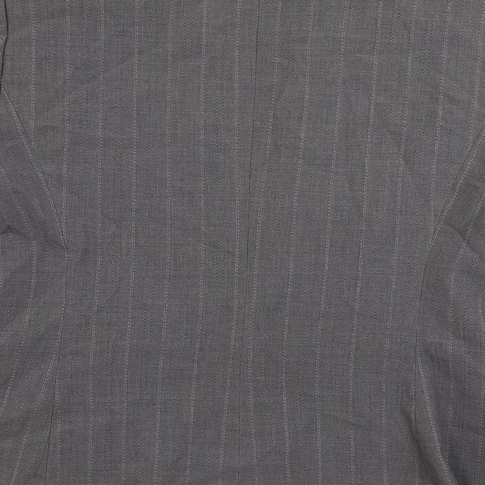 Marks & Spencer Womens Grey Striped Jacket Blazer Size 14 Button