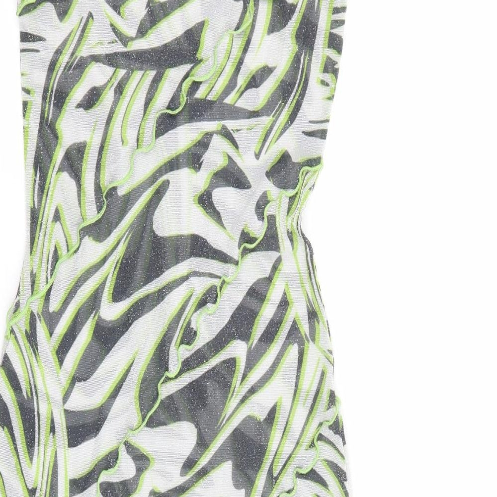 AsYou Womens Multicoloured Geometric Polyester Mini Size 4 Round Neck Pullover - Sheer