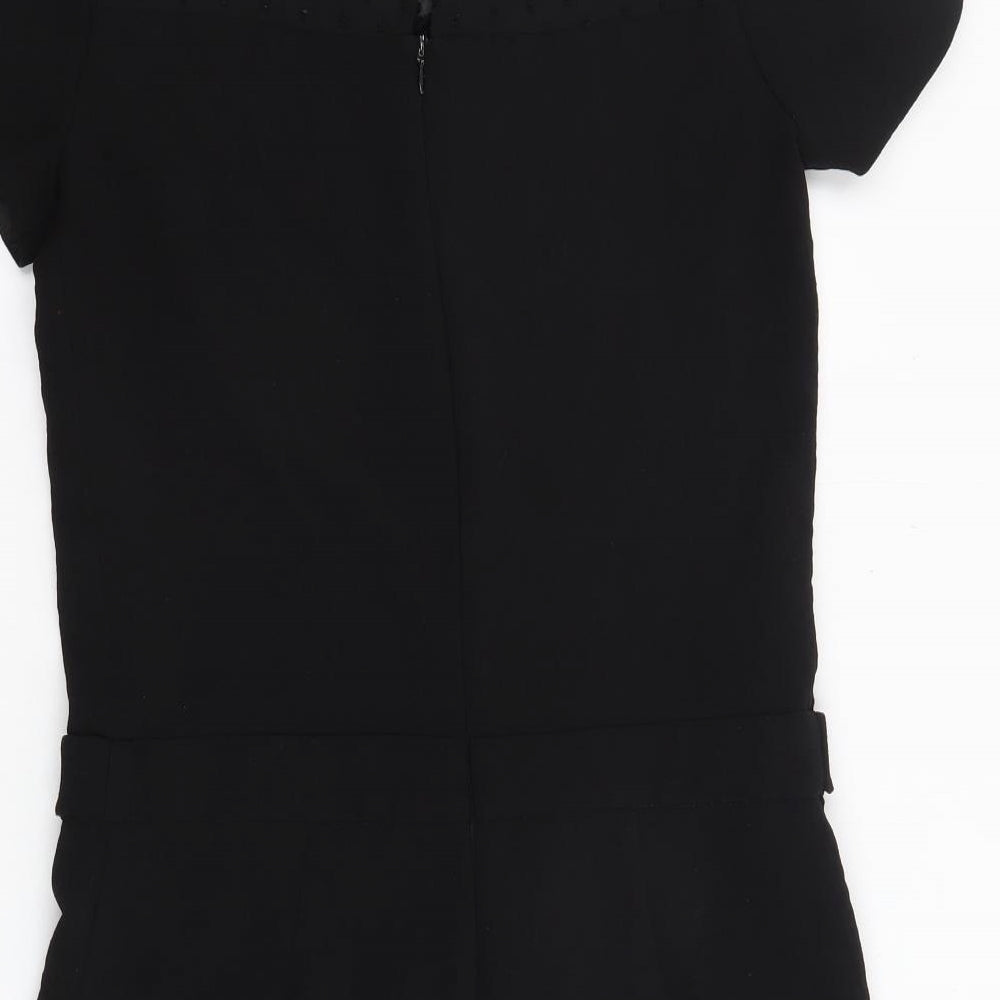 Zara Womens Black Polyester Playsuit One-Piece Size S Zip