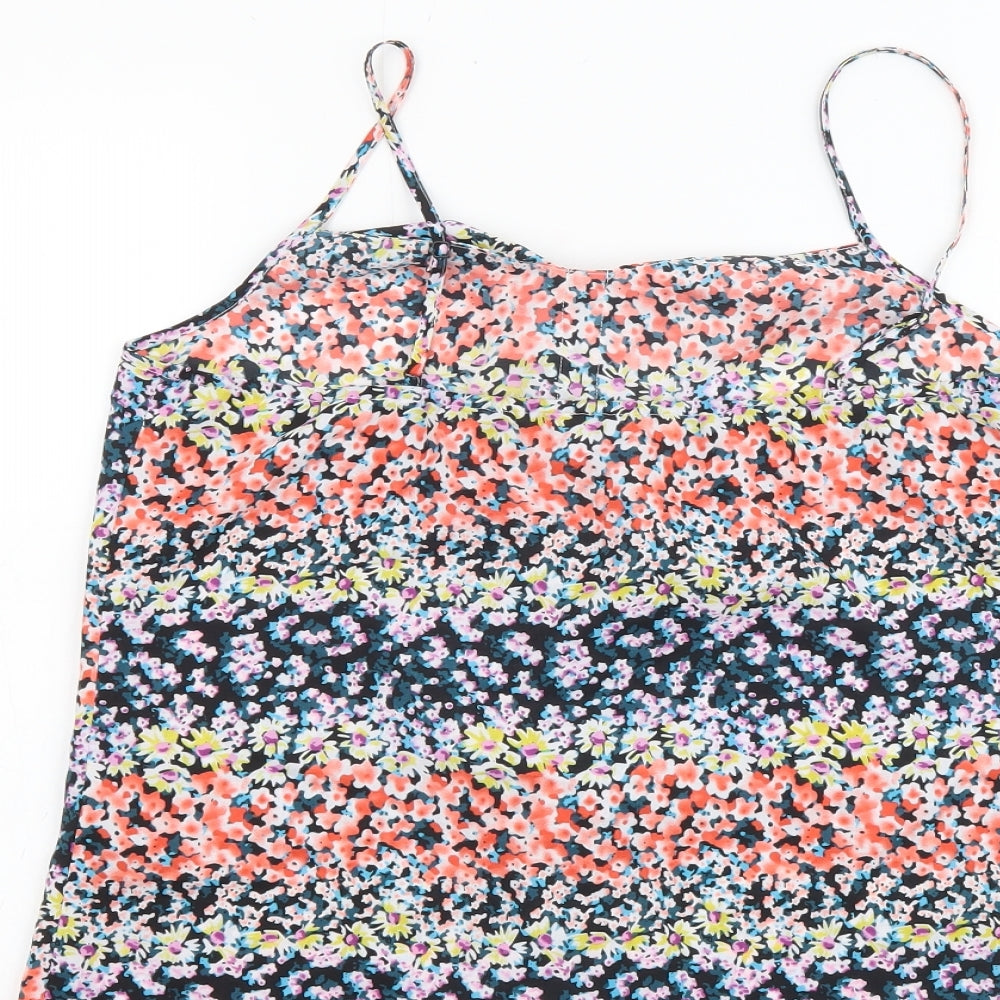 Oasis Womens Multicoloured Floral Polyester Basic Tank Size 10 V-Neck - Ruffles