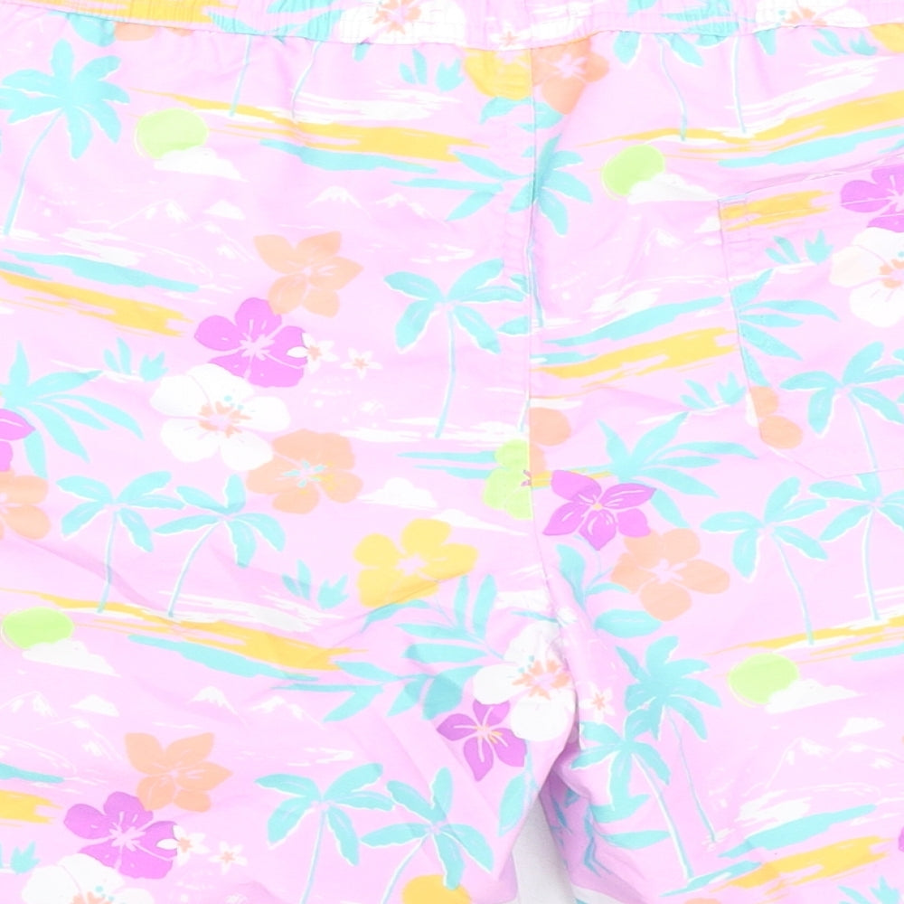 Marks & Spencer Girls Purple Floral 100% Polyester Bermuda Shorts Size 12-13 Years L6 in Regular Tie